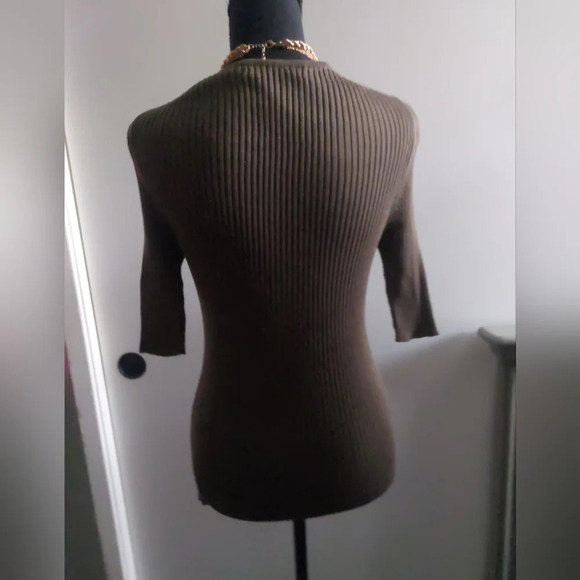 Peruvian Connection Brown Ribbed Blouse - Picture 4 of 5